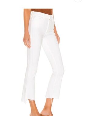 MOTHER The Insider Crop Step Fray Fairest Of Them All White Jeans, 27